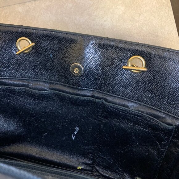 CHANEL TWO TONE CC TOTE VINTAGE LARGE HANDBAG AUTHENTIC - Picture 7 of 11